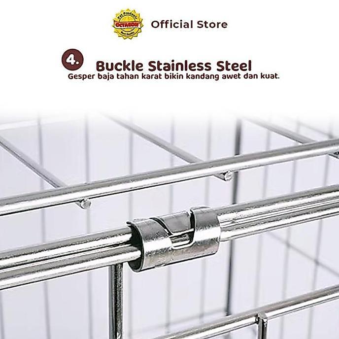 VIII_ORCASHINTA - OCTAGON KANDANG LIPAT STAINLESS STEEL 2 PINTU ANJING KUCING KELINCI HEWAN BESI ANT