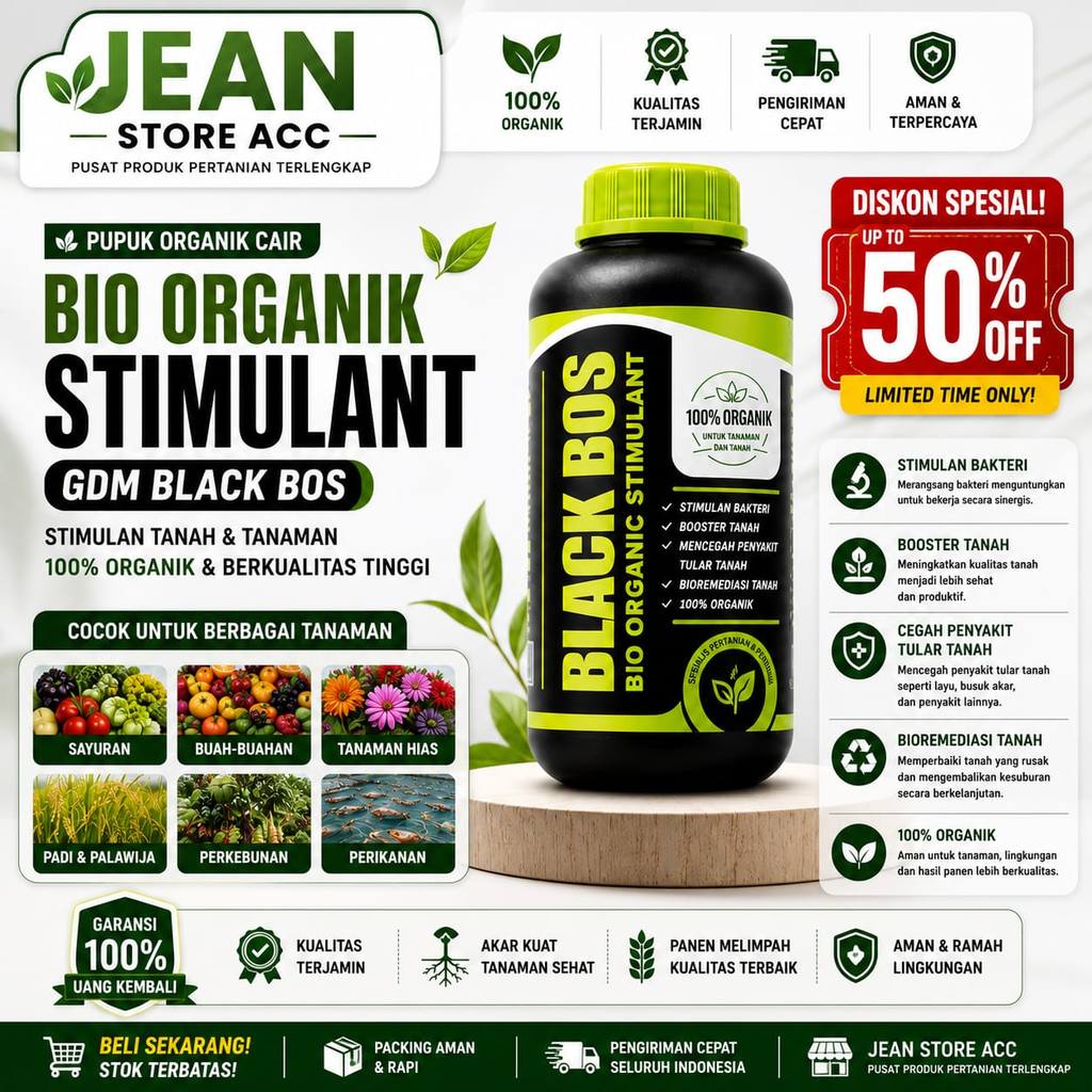 Bio Organic Stimulant GDM Black BOS 1Kg Pupuk Organik Cair Perangsang Akar Booster Tanah Penyubur Ta
