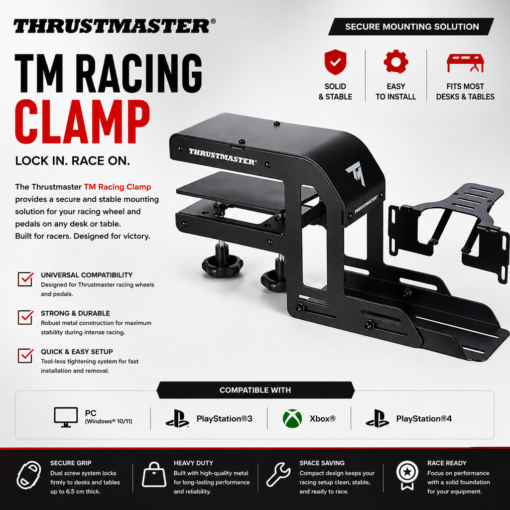 Thrustmaster TM Racing Clamp Desk Mount Bracket Shifter Handbrake Mount PC 100% Metal Adjustable For