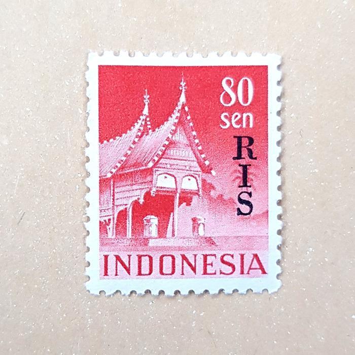 Prangko INDONESIA 1950 c.t. RIS 80 sen. Agak LANGKA