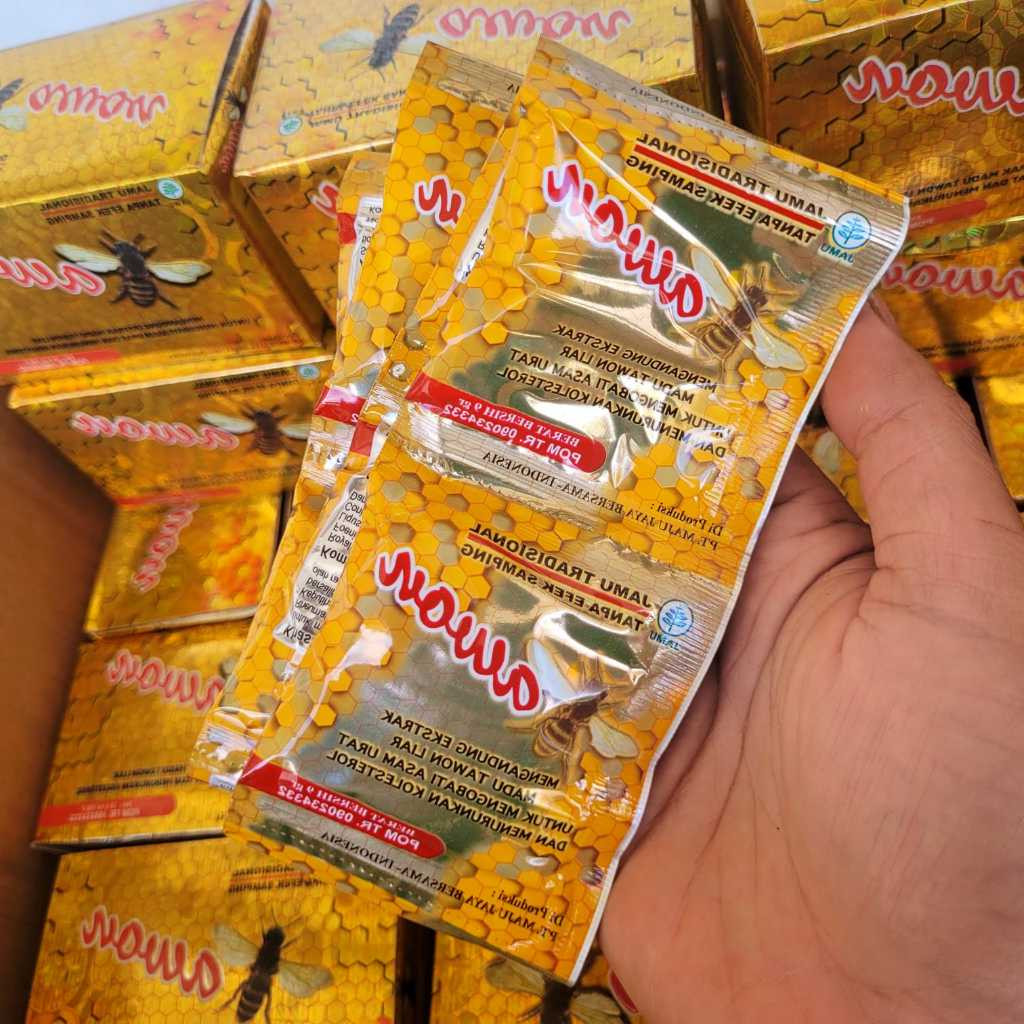 ( KAYLA HERBAL ) Jamu seduh dari Jahe Merah Kunyit Temulawak Madu & Serai berbentuk bubuk Cap tawon 
