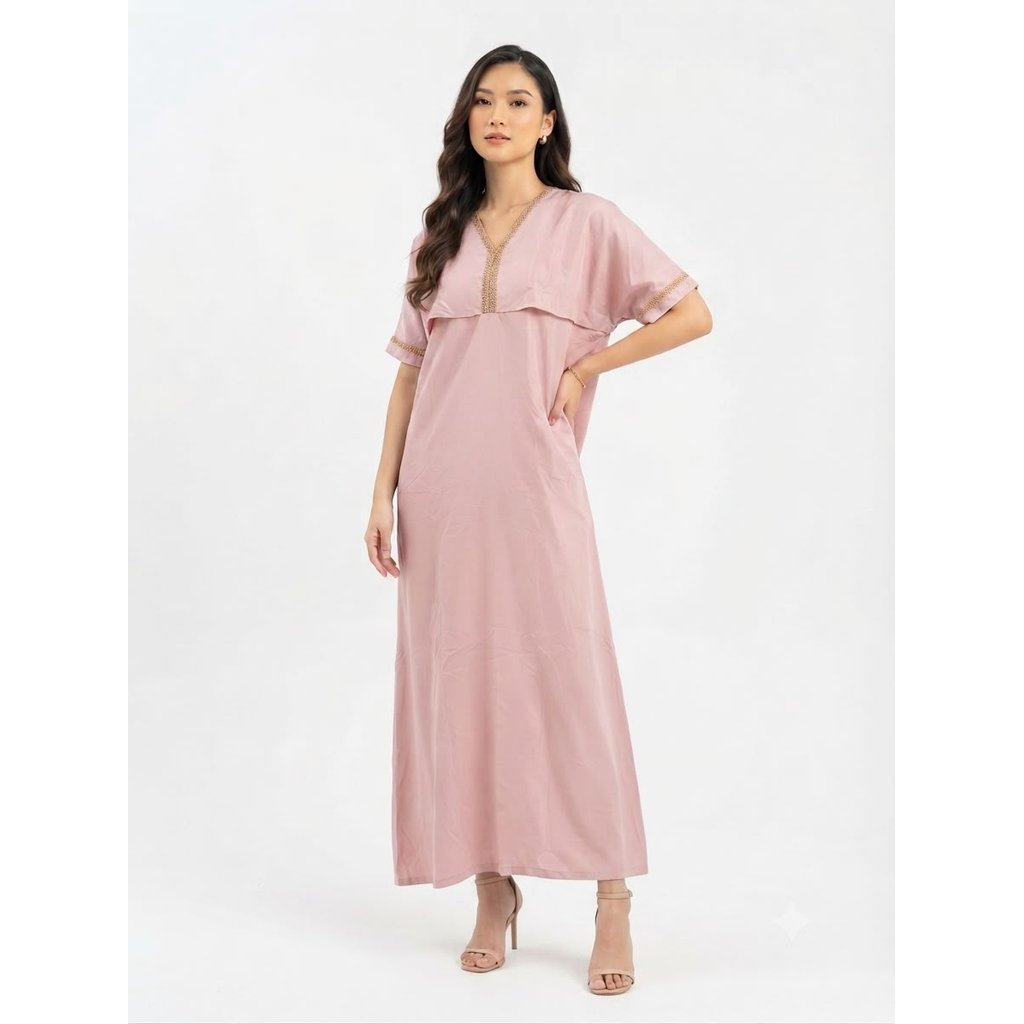 Eprise Kaftan Lengan Pendek Pink SS929B | Kaftan Wanita