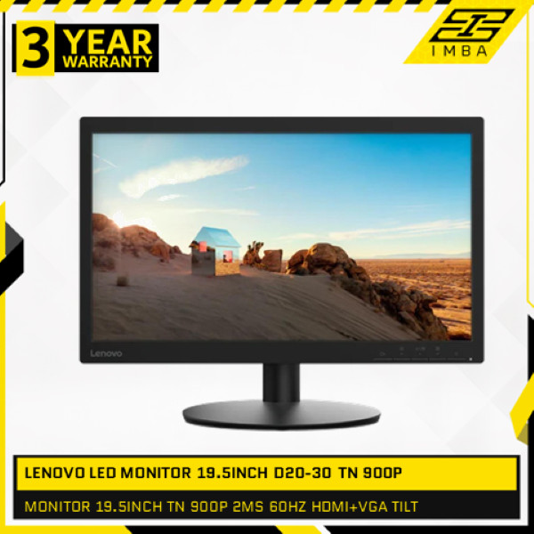 LENOVO LED MONITOR 19.5INCH D20-30 TN 900P 2MS 60HZ HDMI+VGA TILT