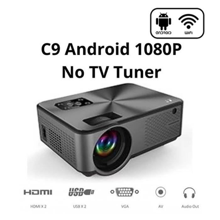 up  Cheerlux C9 Proyektor Android 1080P 3200 Lumens LCD Layar LED dengan WiFi & Bluetoothterbaikk