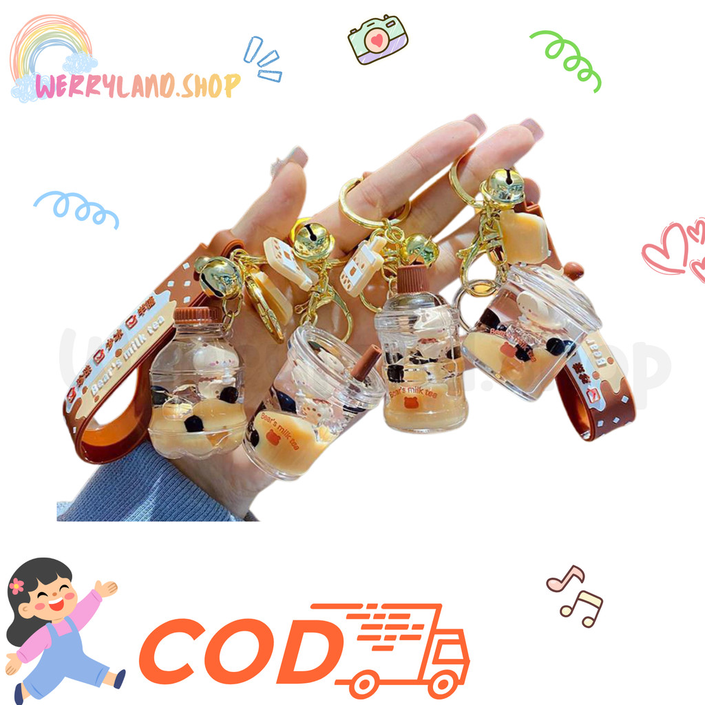 WLD Gantungan Kunci BOBA Aksesoris Tas Imut/ Aksesories Untuk Motor Mobil Gantungan HP Cute