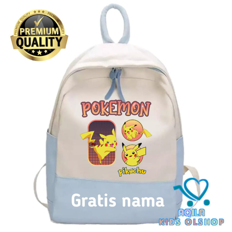 FREE NAMA TAS BACKPACK POKEMON PIKACHU Gratis nama Free nama