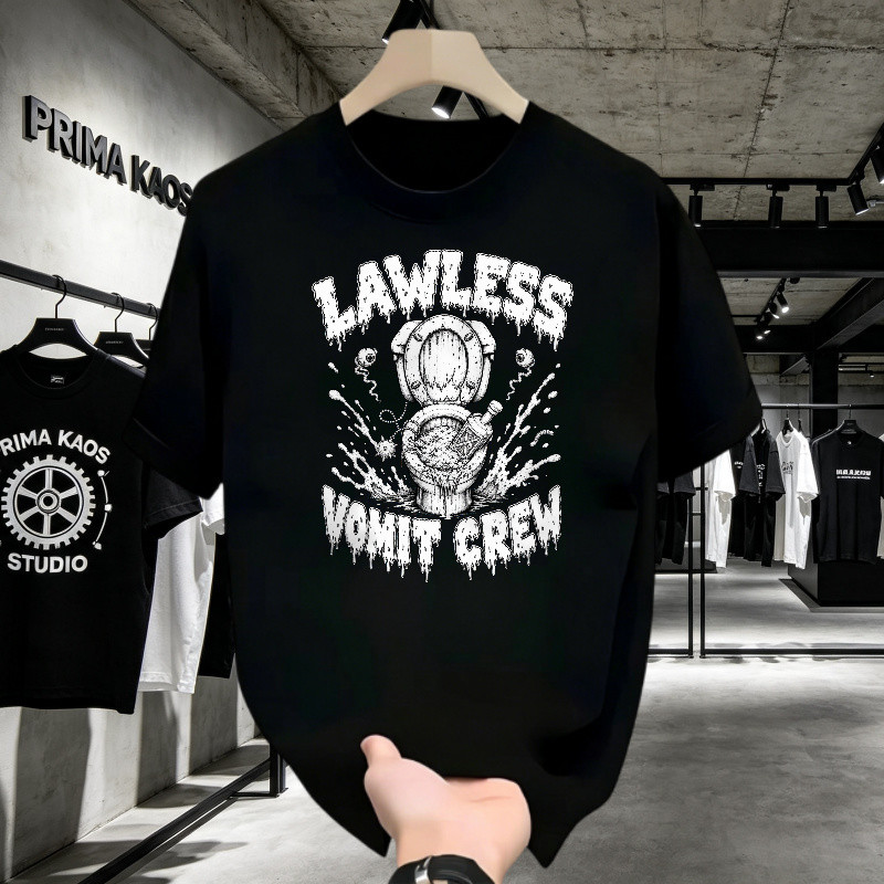 Kaos T Shirt Lawless Vomit Crew Unik Keren Streetwear Graphic Horror Trending