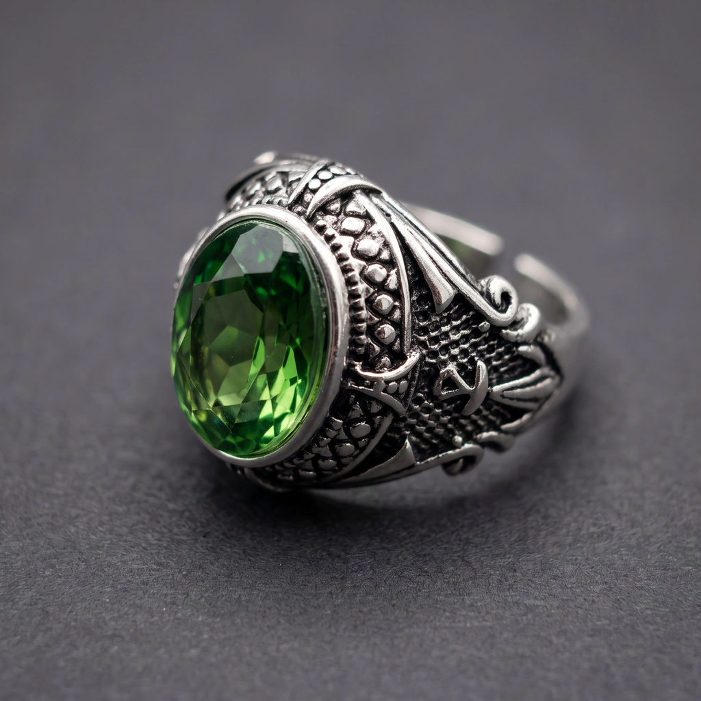 Cincin Adjustable Batu Kristal Hijau Peridot Ring Wanita Ukuran Bisa Disesuaikan Silver Elegan