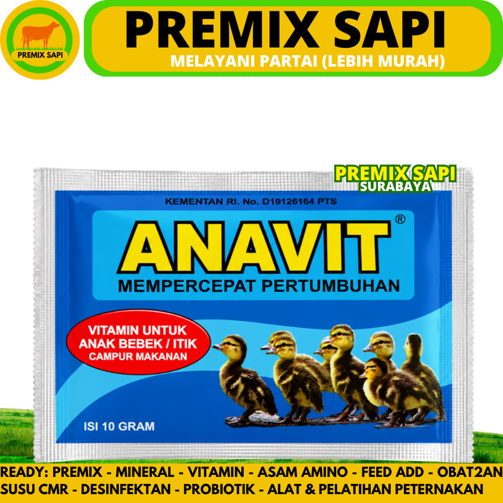 ANAVIT 10 GRAM EKA FARMA - Vitamin Anak Bebek Itik Mempercepat Pertumbuhan - Vitamin DOD Anak Bebek