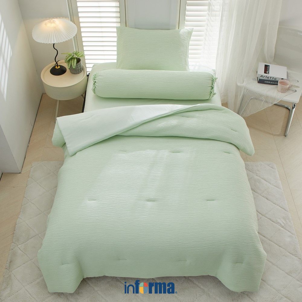 Informa Set Seprai Microfiber Gauze Hijau Peach Biru Cokelat King Queen Single 180x200 160x200 120x2