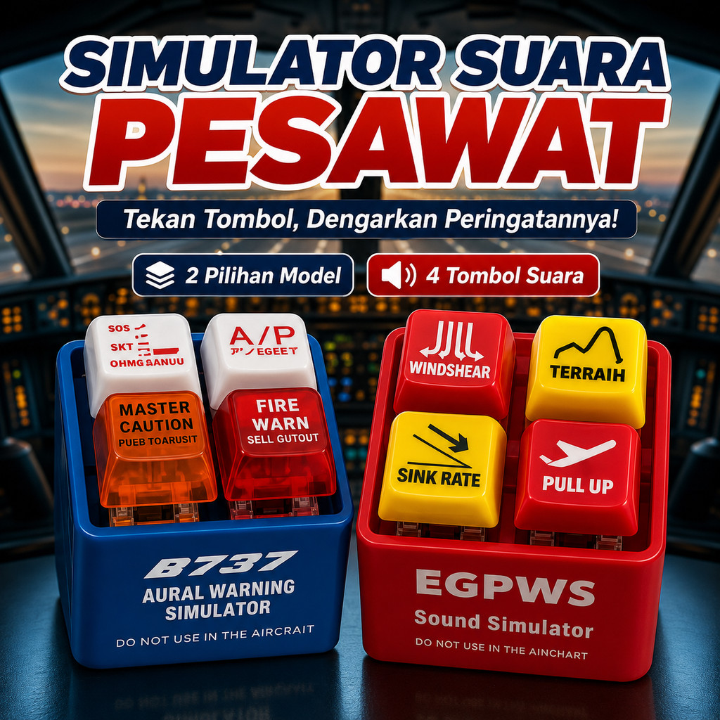 Simulator Suara Peringatan Pesawat Boeing B737 EGPWS Tombol Mechanical Fidget Mainan Stres Miniatur 