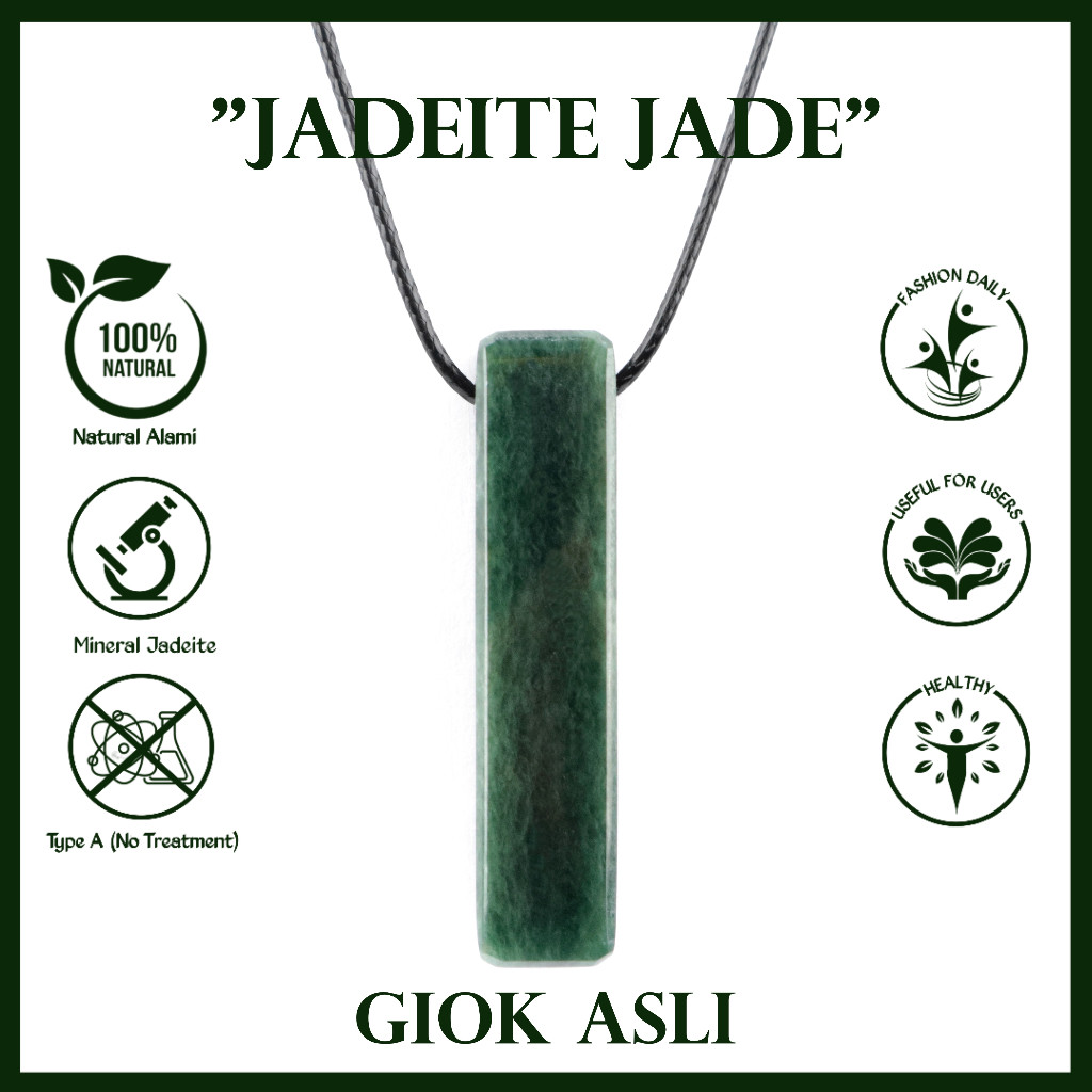 Kalung Liontin Batu Giok Hitam Natural Black Jadeite Jade Original Pria Wanita