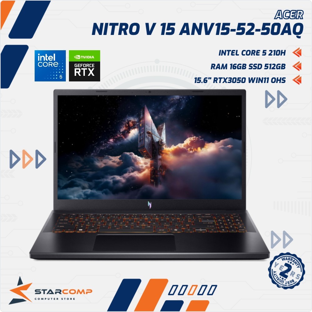 Acer Nitro V 15 ANV15-52-50AQ Intel Core 5 210H 16GB 512GB 15.6 Inch RTX3050 W11+OH2024