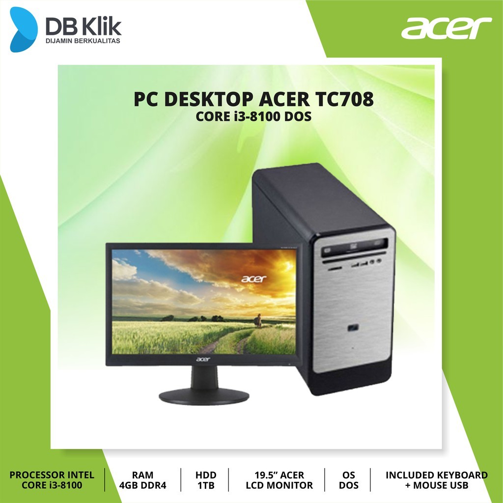 PC DESKTOP ACER TC708 COREI3 8100 DOS |