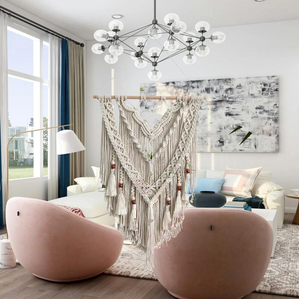 Macrame Wall Hanging Chic Backdrop  Wall Art Decor Bohemian Tapestry Wall Decor for Party Sofa Dorm 