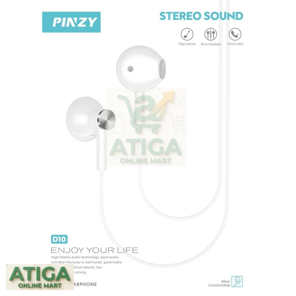 (ATG) Headset Kabel PINZY D10 Stereo Asli Nyaman Dipakai