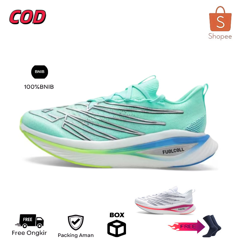 Sepatu Lari Balap NB FuelCell SC Elite v3 Teknologi FuelCell Plat Karbon Tahan Aus untuk Lomba Lari 
