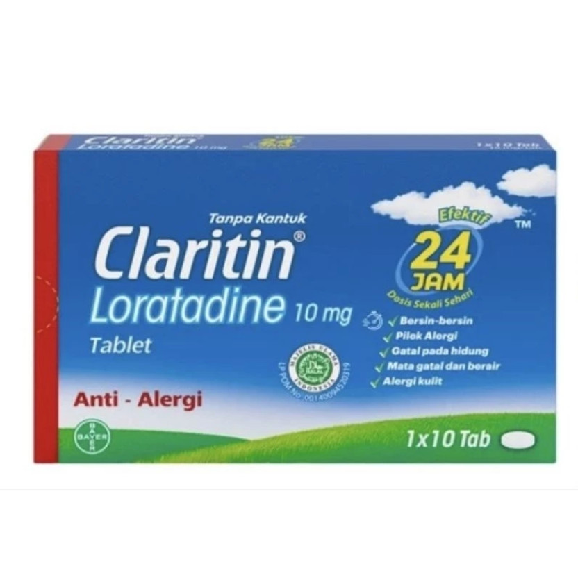 CLARITIN LORATADINE 10MG 5 TABLET | OBAT ALERGI, HIDUNG GATAL-GATAL, HIDUNG BERAIR, TENGGOROKAN GATA