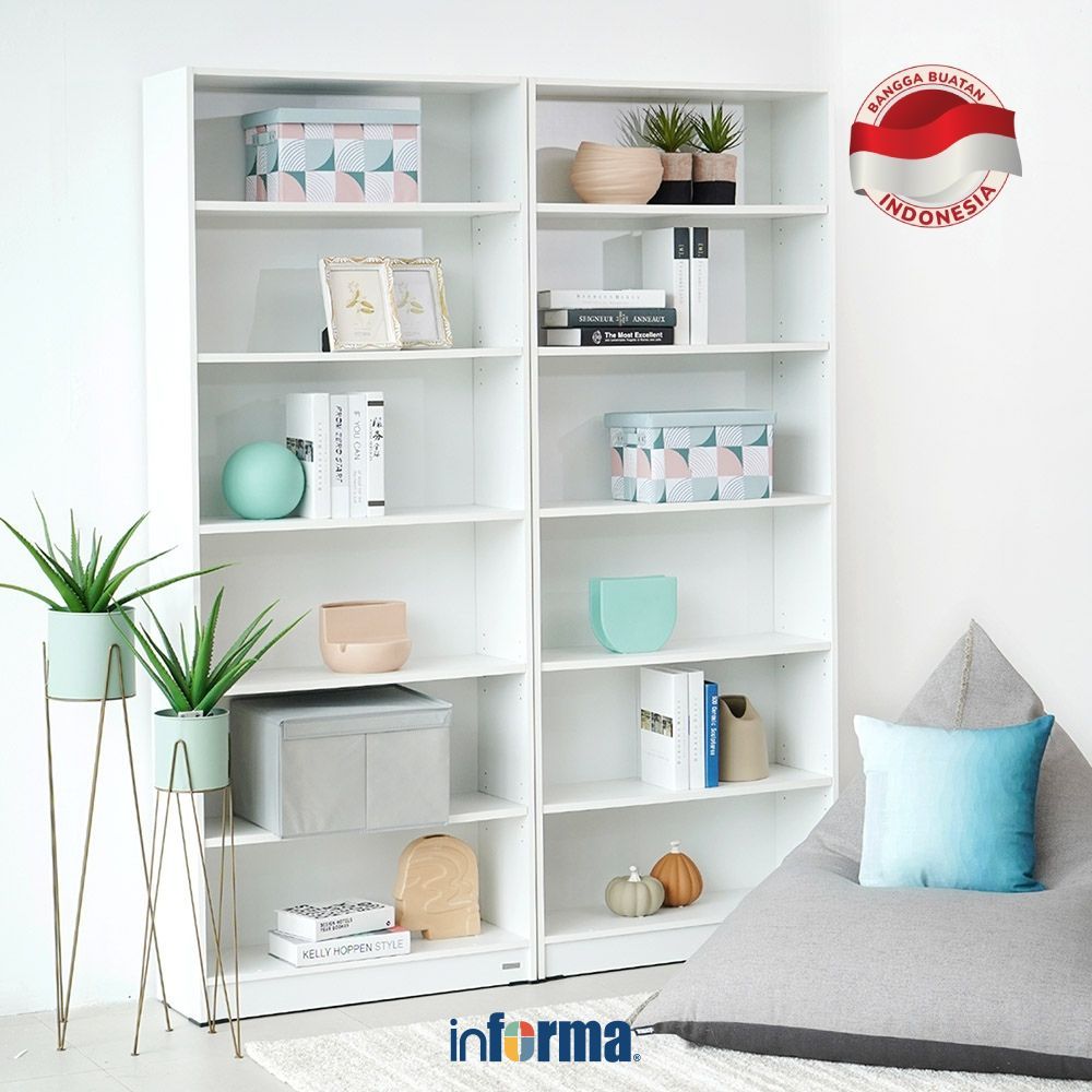 Informa Pablo Rak Buku 6 Tingkat - Putih Bookshelf Susun Rak Bacaan Shelf Buku Lemari Buku