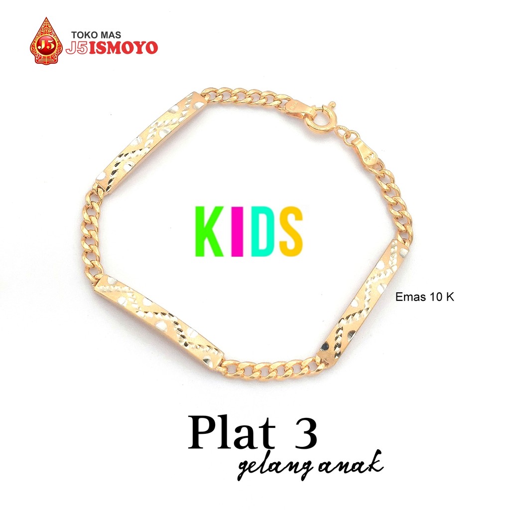 Gelang Emas Mas Asli Model Rantai Plat 3 Anak (TM) J5 Ismoyo