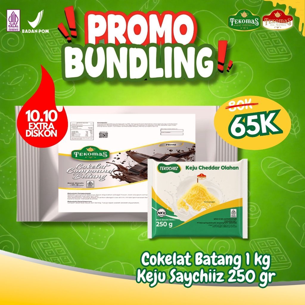 Tekomas Promo Bundling Cokelat Batang 1 Kg + Keju Saychiiz 250 Gr Harga Hemat Topping Isian Kue