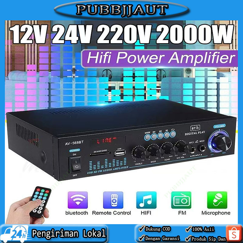 Power Amplifier Subwoofer Bluetooth AV-668BT Amplifier Karaoke Amplifier Board Audio FM USB SD Power