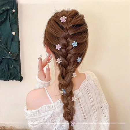 Jepit rambut bunga kristal dua sisi, jepit rambut bunga kecil Korea, jepitan bunga daisy mini dua si