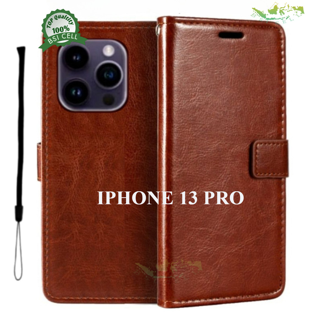 CASE IPHONE 13 PRO LEATHER CASE SARUNG HP DOMPET KULIT FLIP COVER CASE BUKA TUTUP KESING DOMPET
