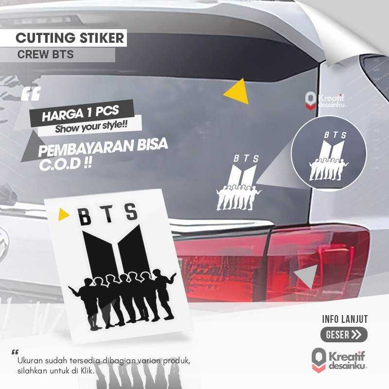 Cutting Stiker Crew BTS K-Pop Boyband Sticker Motor Mobil ARMY Helm Laptop