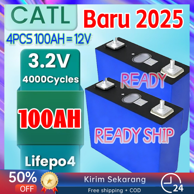 Baterai Lifepo4 100ah Battery Lifepo4 12v/24v 100Ah Plus BMS Baterai LifePo 3.2v 100Ah
