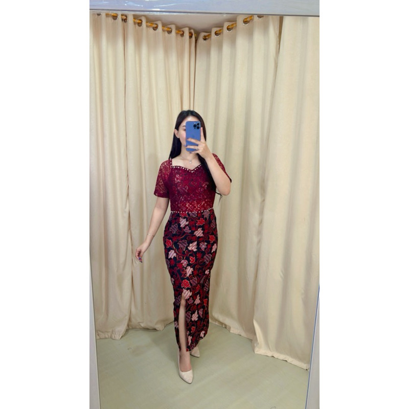 STORELABASS Dress Batik ivana /Dress kebaya wanita /Dress wisuda / Dress natal