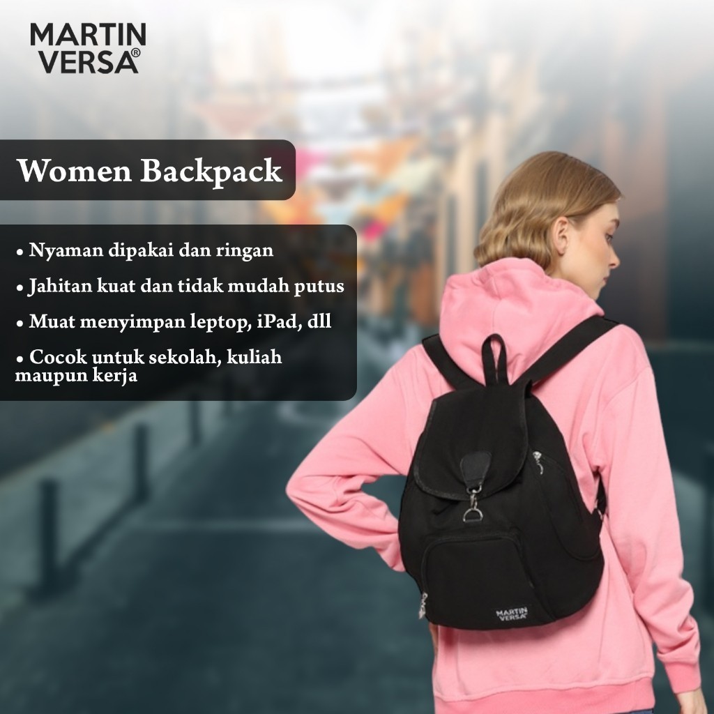 RASTSHOP MARTIN VERSA Tas Ransel Wanita 35 CM Woman Backpack Kanvas TR5LITE-Hitam