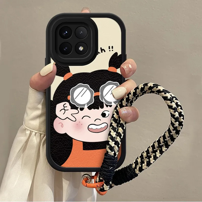 For case Vivo X80 X70 X60 X50 Lite Pro terbaru 2025 Gadis kecil yang lucu kartun Foto Pose Lanyard A