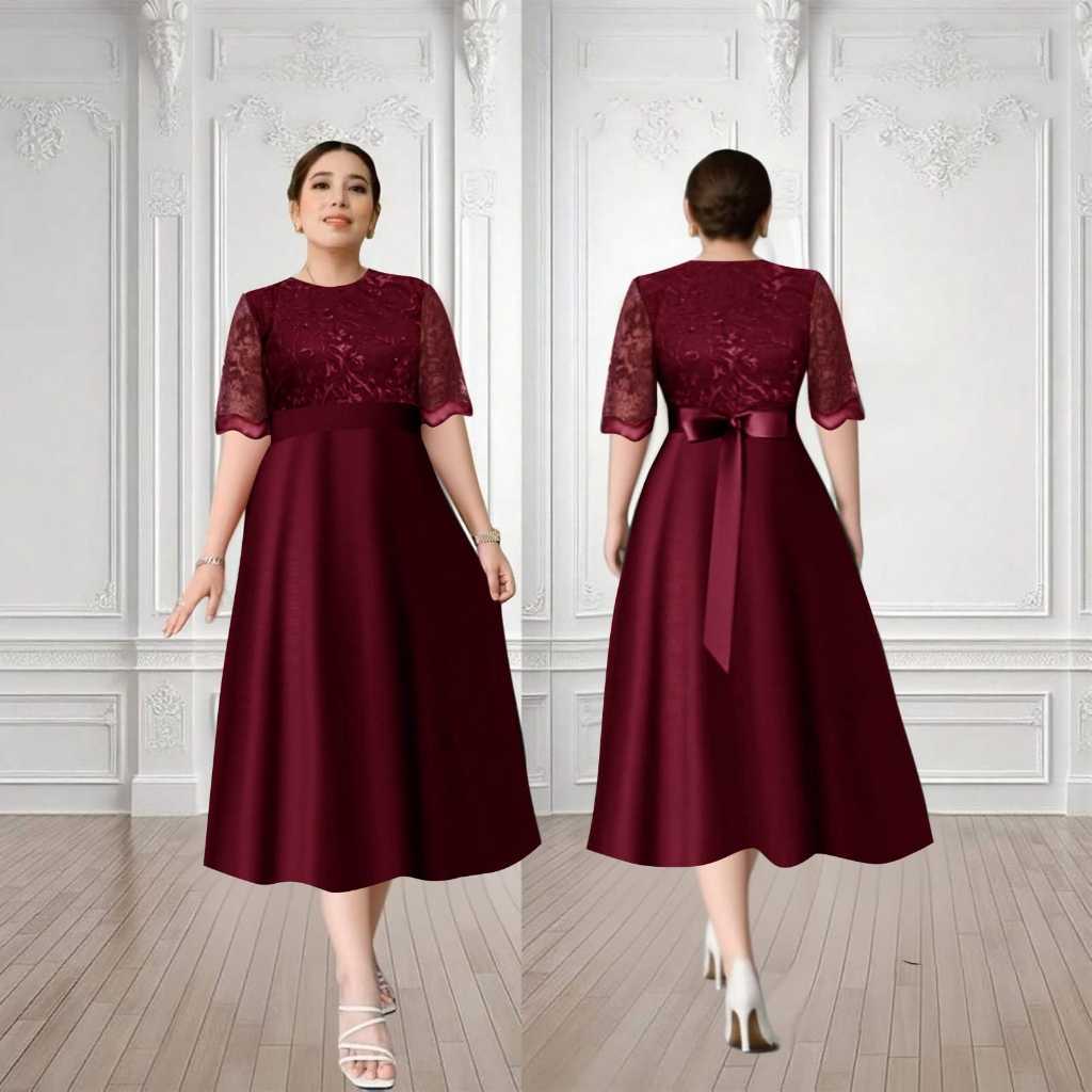 Dtess Merah Natalan Bj Ke Gereja Casual Pakean Dreaa Premium Terbaru Pakian Natal Dress Polos Kegere