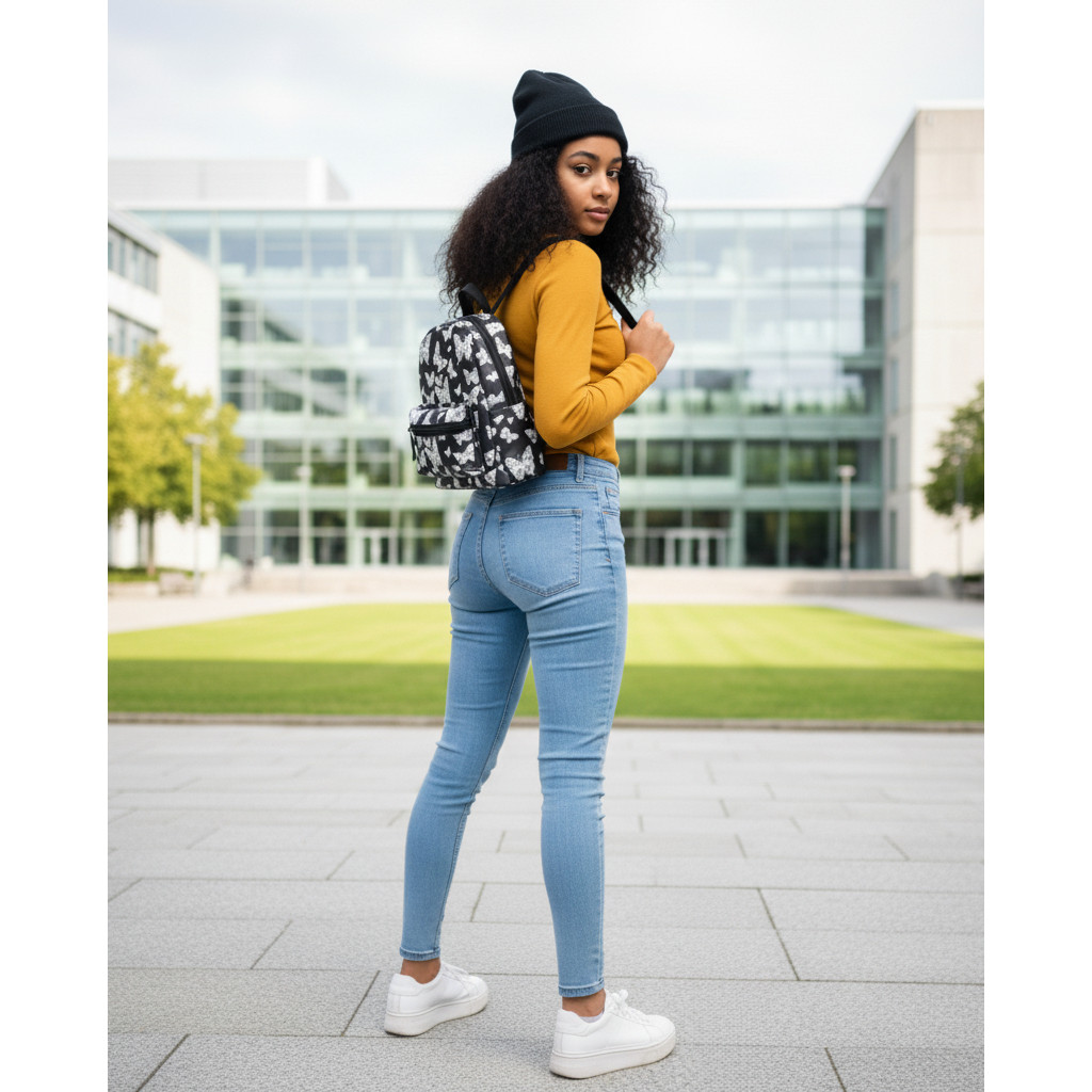 Tas Backpack Wanita  Ransel Mini Tas Ransel Kecil  Cewek //Tas Gendong Wanita Motif Kupu - Kupu//Tas