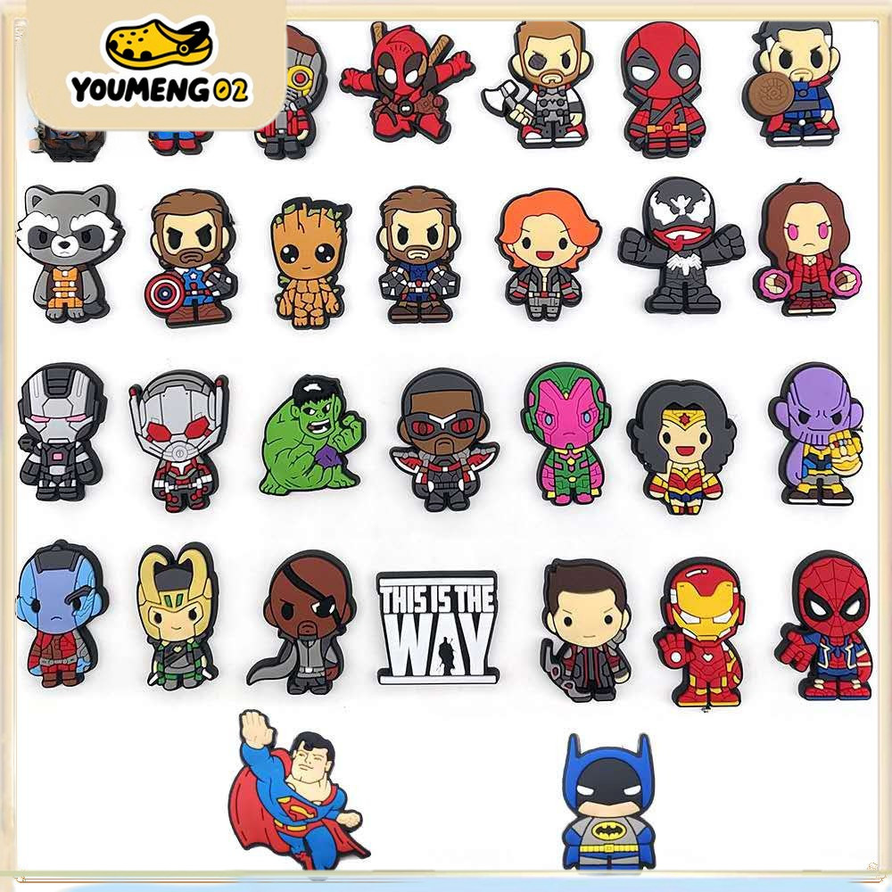 pin sandal Hot Kartun Marvel superhero spiderman shoe charms DIY sandal pin Pengait Cantolan Sepatu 