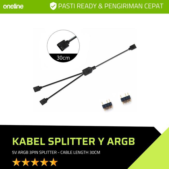 Kabel ARGB 3 Pin Y Splitter | ARGB 3 Pin Extension Kabel Hub - Extension 30CM, Putih