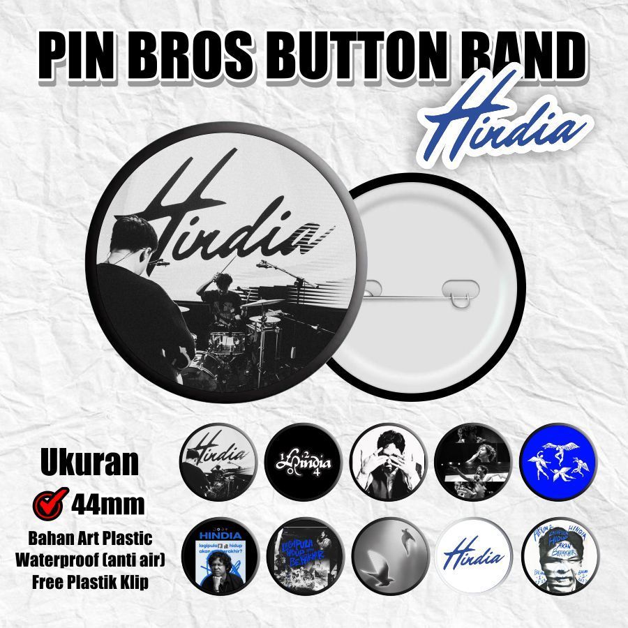 BERSY Pin Bros Hindia Band 44mm | Aksesoris Musik, Fashion Unik Murah | Pin Bros Hindia Bisa Custom 
