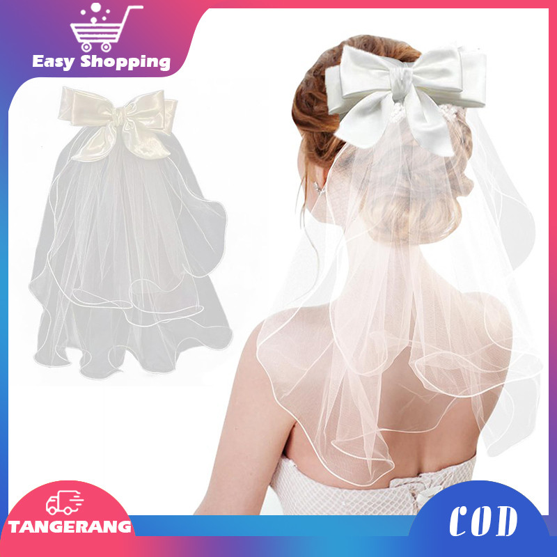 Hijab Pengantin Wedding Kerudung Pengantin Putih Kupu-Kupu Polos Wedding Veil Hijab Bride Veil