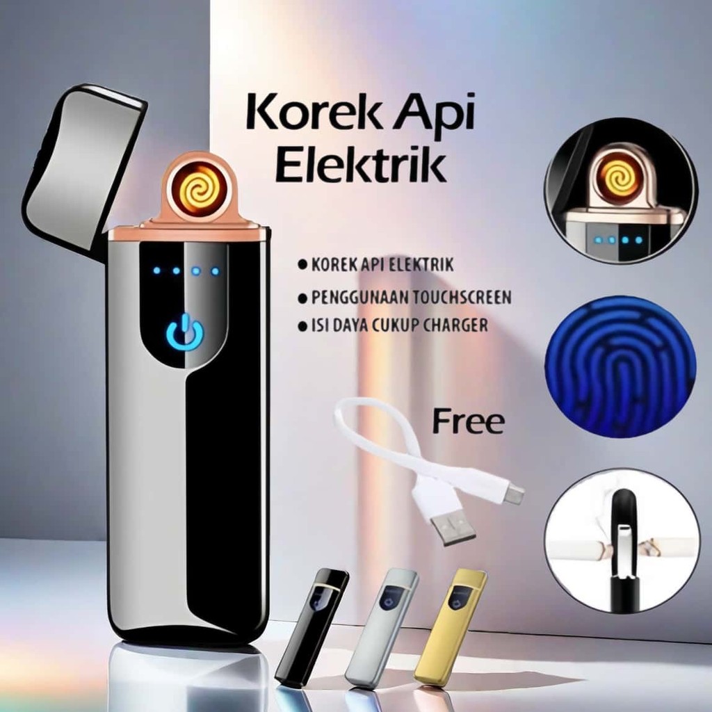 Korek Api Elektrik Finger Screen Touch Sensor USB Pemantik Elektronik Dua Sisi Ultra Tipis