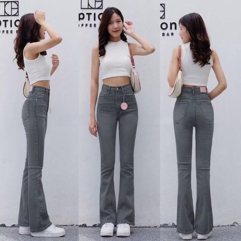 Highwaist Cutbray Jeans Wanita Celana Panjang Denim Melar Cutbray Jeans