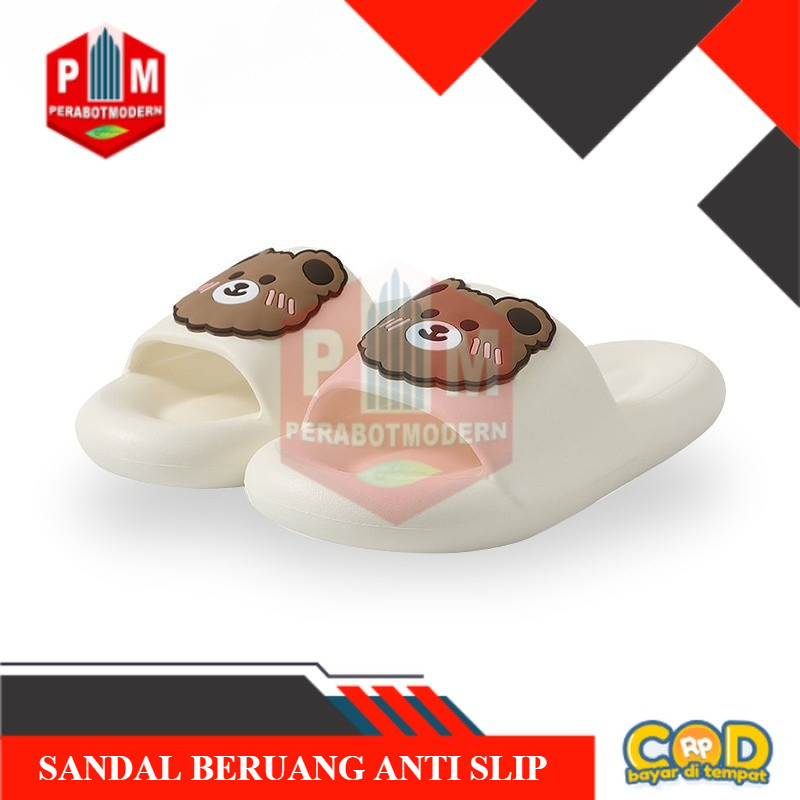 SANDAL SLOP JELLY KARET MOTIF BEAR SANDAL RUMAH WANITA