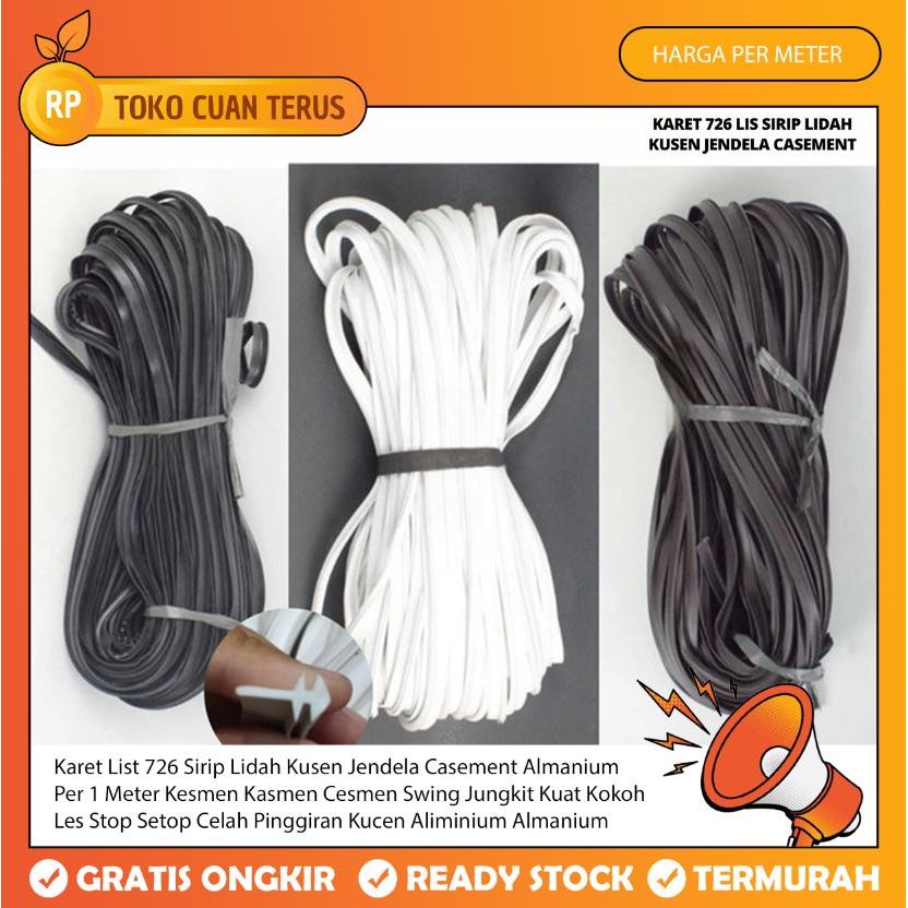Karet List 726 Sirip Lidah Kusen Jendela Casement Almanium Per 1 Meter Kesmen Kasmen Cesmen Swing Ju