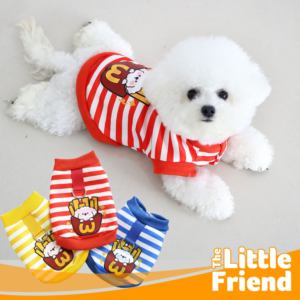 Baju Anjing Poodle Kecil Lucu Anabul Betina Jantan Garis French Fries