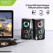 Speaker Laptop Komputer ROBOT RS200 Stereo Bass Kencang USB Plug and Play – Audio Jernih & Stylish