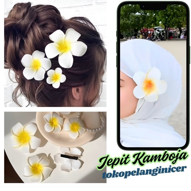 Kep Bunga Kamboja-Jepit Rambut Bunga Kamboja- Kep Hijab Bunga Jepun Rambut Kamboja-Jepit Korea Bunga