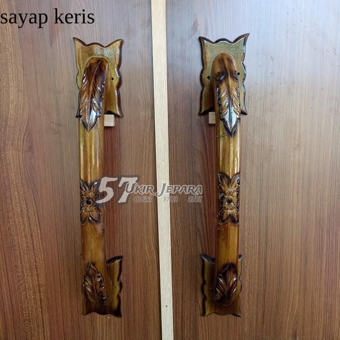 (Melengkung) Handel tarikan gagang pintu minimalis full ukir kayu jati - matengan SY8