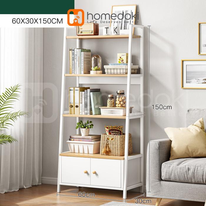 Homedoki Rak Susun Serbaguna Kayu MDF Kuat & Kokoh Lemari Buku Minimalis untuk Ruang Tamu Kamar Tidu