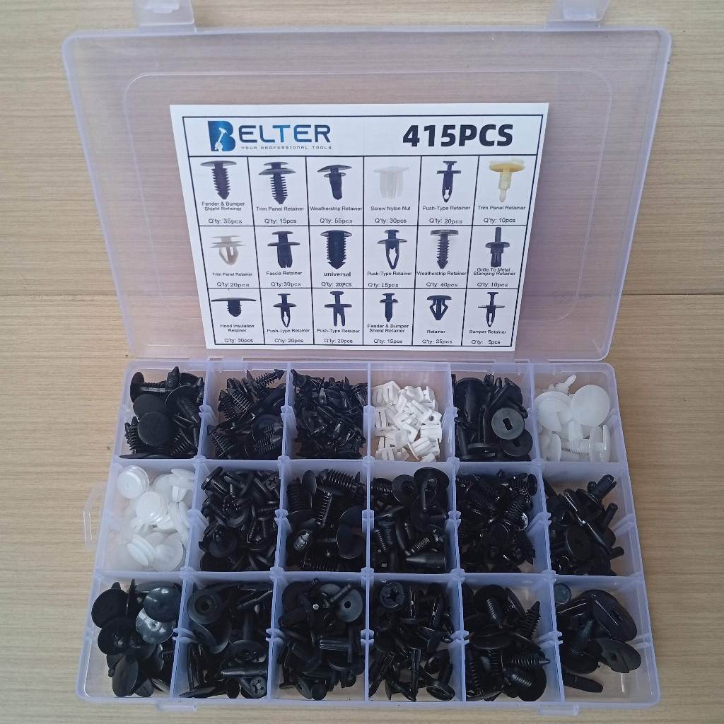 Baut klip rivet universal pengancang panel mobil bolt rivet set 415pcs
