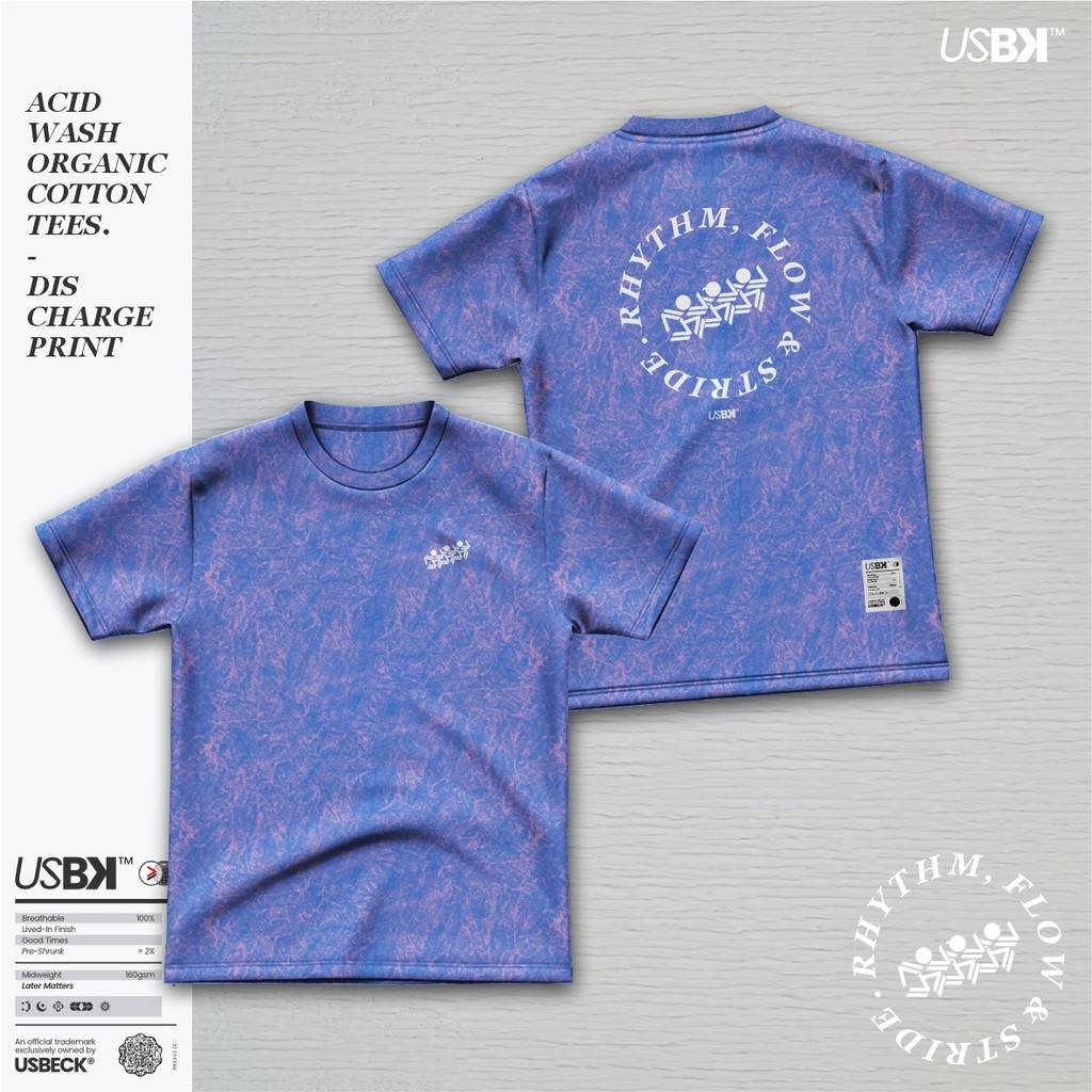 T - SHIRT RUNNING WASHED BLUE DUSTY